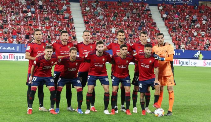 Primera alineación de Osasuna en la presente temporada, en el partido ante el Espanyol.