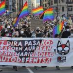 Imagen de la manifestación de ayer en Bilbao para denunciar el asesinato de Samuel.