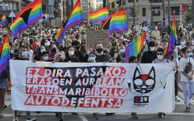 Imagen de la manifestación de ayer en Bilbao para denunciar el asesinato de Samuel. Imagen de la manifestación de ayer en Bilbao para denunciar el asesinato de Samuel.