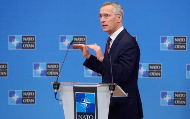 El secretario general de la OTAN, Jens Stoltenberg, durante su rueda de prensa.