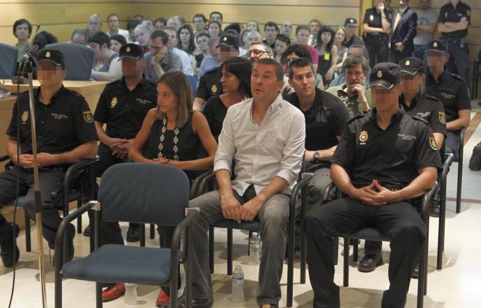 Arnaldo Otegi, Miren Zabaleta, Arkaitz Rodríguez, Sonia Jacinto y Rafa Díez Usabiaga, en el juicio en la Audiencia Nacional.