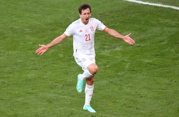 Oyarzabal celebra el gol ante Croacia