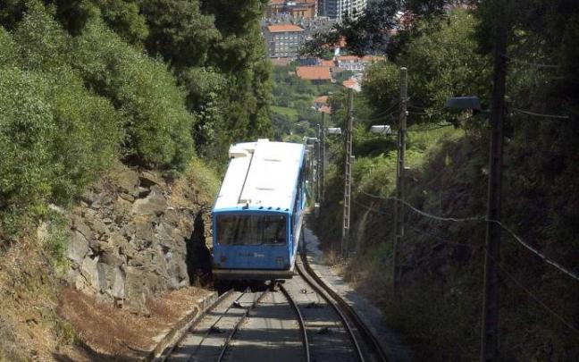 El funicular de Larreineta en un momento del trayecto. El funicular de Larreineta en un momento del trayecto.