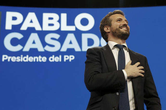 Pablo Casado durante el Congreso Nacional del PP.