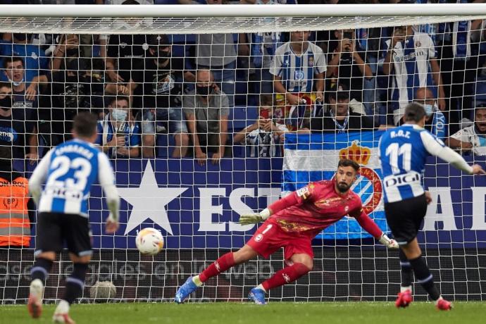 Pacheco, en el reciente penalti ante el Espanyol