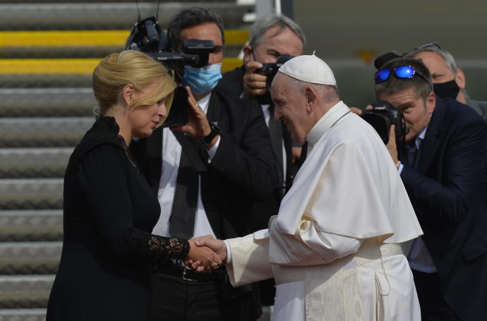 El Papa durante un momento de su visita a Eslovaquia.