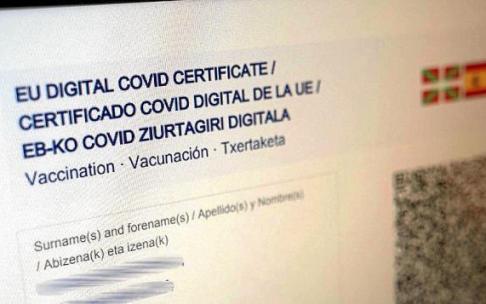 Un ejemplo del denominado 'pasaporte covid'