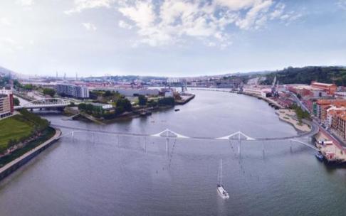 La pasarela da una imagen de ligereza y elegancia para unir Erandio y Barakaldo