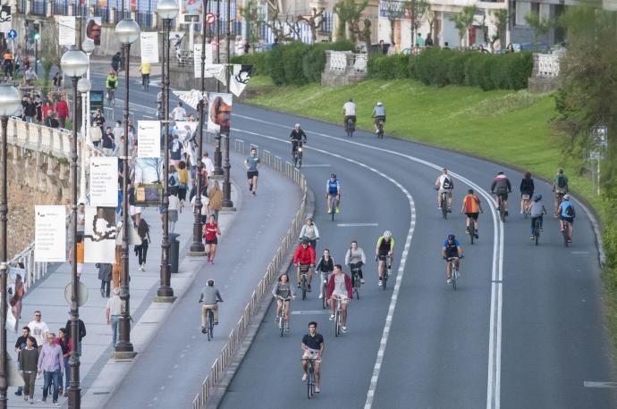 El Paseo de la Concha, cerrado al tráfico, durante la desescalada de 2020.