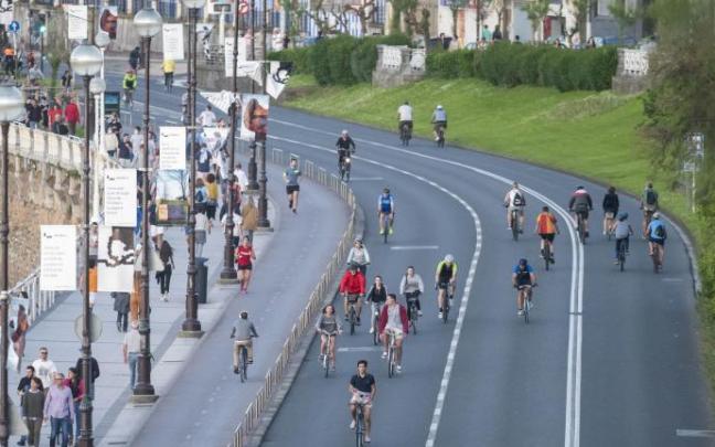 El Paseo de la Concha, cerrado al tráfico, durante la desescalada de 2020. El Paseo de la Concha, cerrado al tráfico, durante la desescalada de 2020.