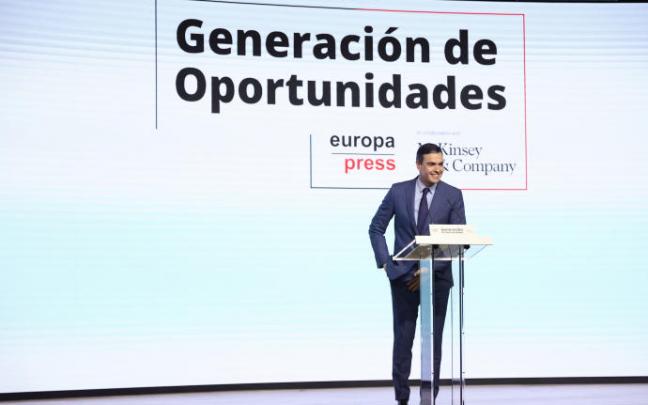 Pedro Sánchez durante la presentación de su 'plan de choque'.