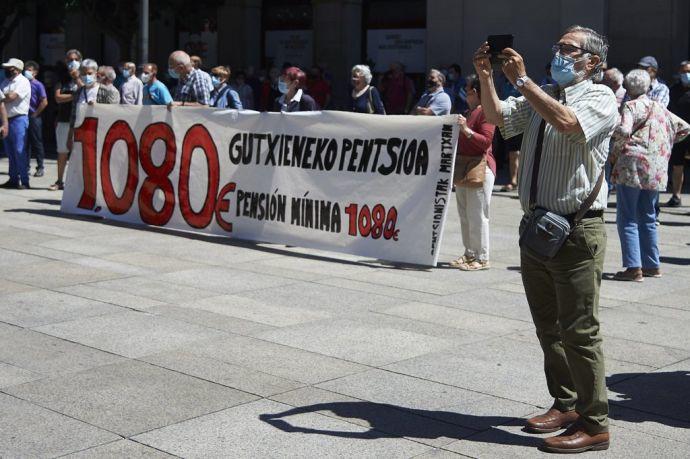 Pensionistas, durante una protesta.