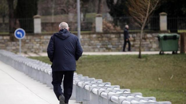 Un pensionista paseando por el parque de Aranzadi. Un pensionista paseando por el parque de Aranzadi.