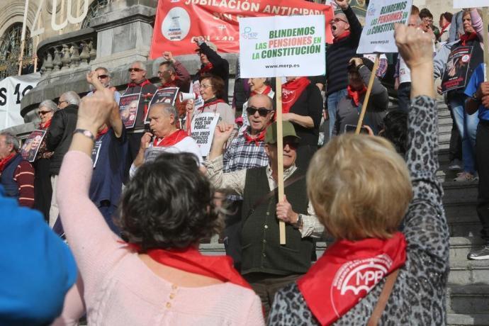 Imagen de archivo de una movilización de pensionistas en Bilbao