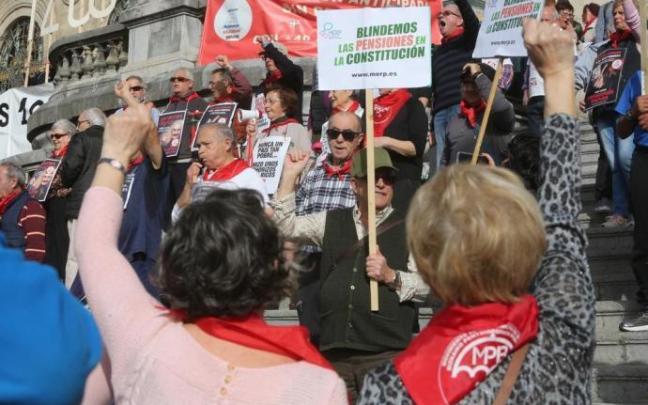 Imagen de archivo de una movilización de pensionistas en Bilbao