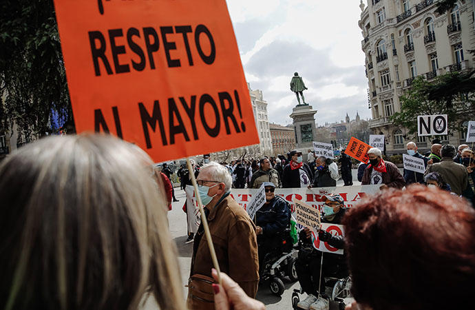 Protesta de los pensionistas en Madrid.
