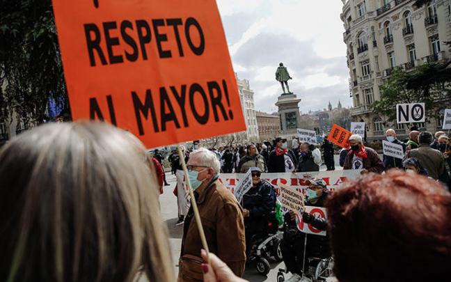 Protesta de los pensionistas en Madrid.