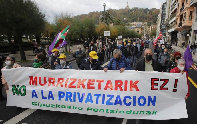 Anterior manifestación en Donostia de los pensionistas guipuzcoanos.