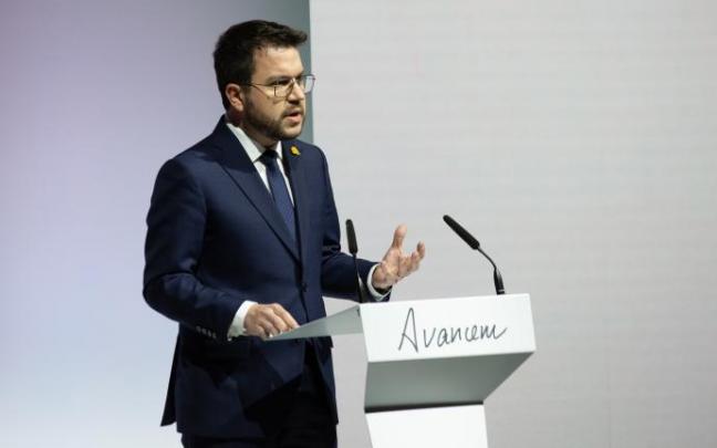 Pere Aragonès durante su comparecencia.