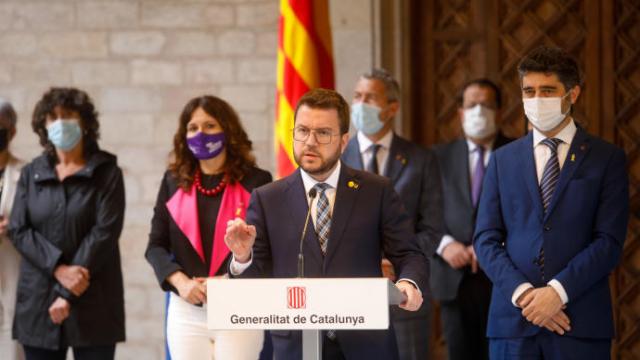 Pere Aragonès comparece en el Palau de la Generalitat.