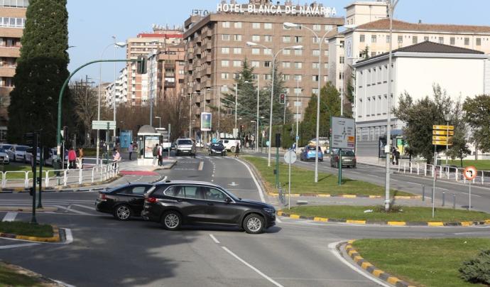 Zonas verdes en la avenida Pío XII de Pamplona.