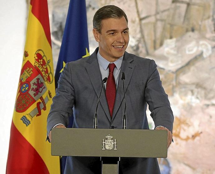 El presidente del Gobierno españo, Pedro Sánchez, durante un acto ayer en Moncloa. Foto: E.P.