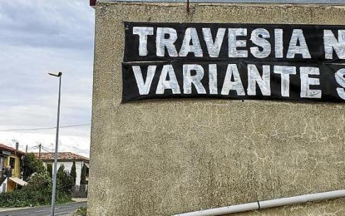Cartel en favor de la variante y en contra de la travesía.