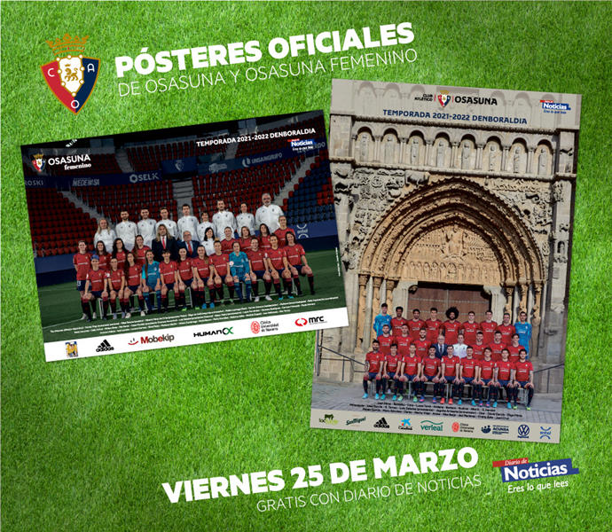 Pósteres de Osasuna y Osasuna femenino, gratis con Diario de Noticias