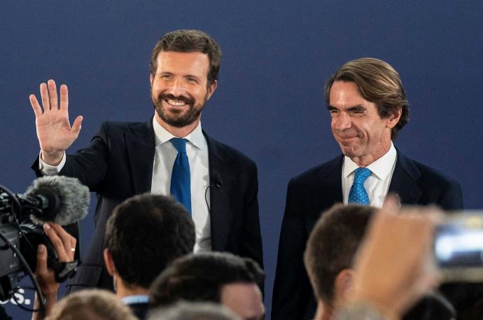 Aznar, junto a Casado este jueves en la Convención Nacional del PP.