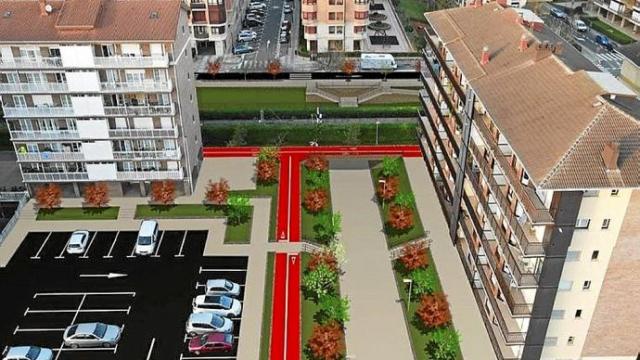 El proyecto de paso bajo las vías del tren en Hegoalde. Foto: N.G.