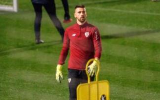 Unai Simón, en la sesión del sábado en Lezama.