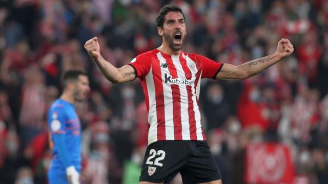Raúl García celebra su gol anotado en el partido de ida de las semifinales de la Copa celebrado en San Mamés. Raúl García celebra su gol anotado en el partido de ida de las semifinales de la Copa celebrado en San Mamés.