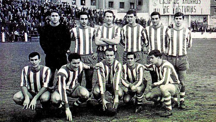 19 de enero de 1964. Estadio Ganzábal (Langreo). Unión Popular de Langreo-Deportivo Alavés (0-0). De pie (izda. a dcha.): Vallejo, Jaureguizar, Gorospe, Iguarán II, Ricardo Moreno y Arana II. Agachados (izda. a dcha.): Zuazaga, Luis López ‘Bomba’, Goyarán