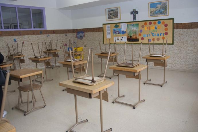 Interior de un aula de un colegio de Vitoria.