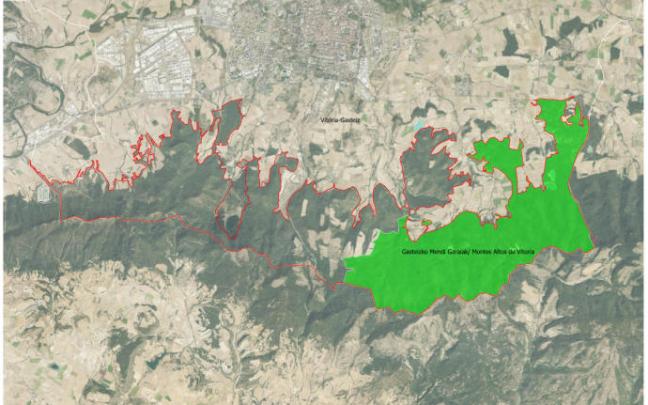 Propuesta de la delimitación en los Montes de Vitoria.