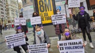 Imagen de una protesta contra la prostitución durante un 8 de marzo