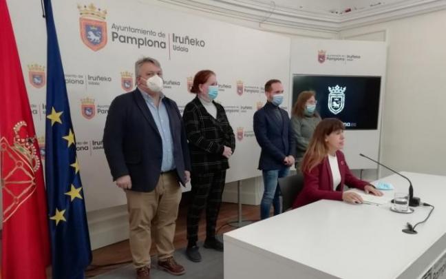 Los 5 ediles del PSN, en la rueda de prensa de la semana pasada.