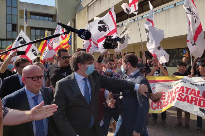 Puigdemont, esta mañana antes de declarar en el Tribunal de Apelación de Sassari.