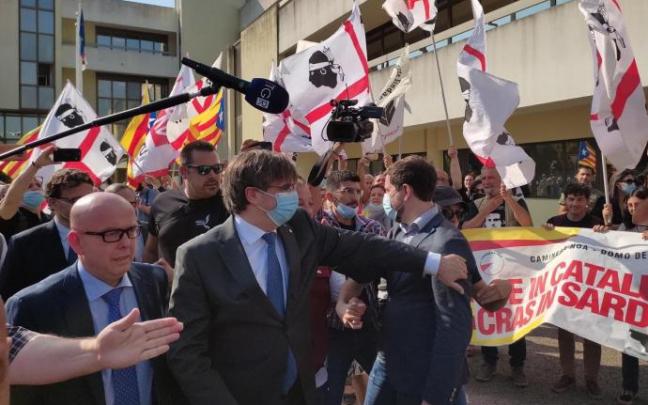 Puigdemont, esta mañana antes de declarar en el Tribunal de Apelación de Sassari.