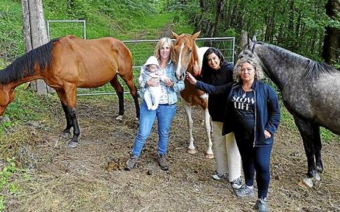 Goizane Arce (primera) y María Ruiz de Azua (segunda), responsables de Reflejo Caballo, y Mari Luz Casatorre, integrante de Katearen Loturak. Goizane Arce (primera) y María Ruiz de Azua (segunda), responsables de Reflejo Caballo, y Mari Luz Casatorre, integrante de Katearen Loturak.