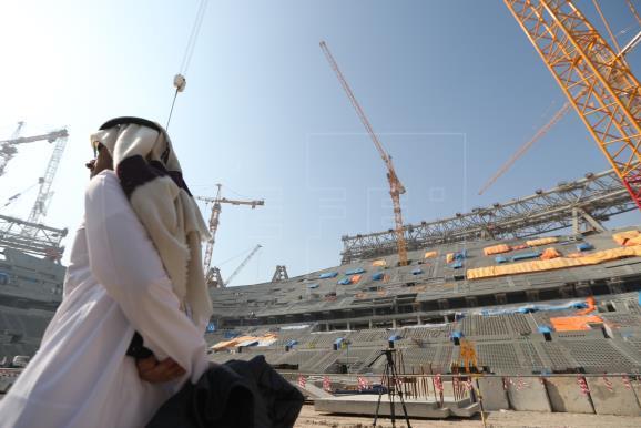 Obras de construcción del estadio Lusail, en Doha.
