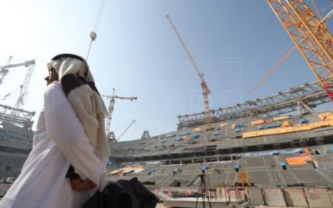 Obras de construcción del estadio Lusail, en Doha.