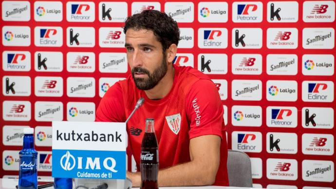 Raúl García durante la rueda de prensa previa al partido del Athletic del sábado ante el Atlético de Madrid