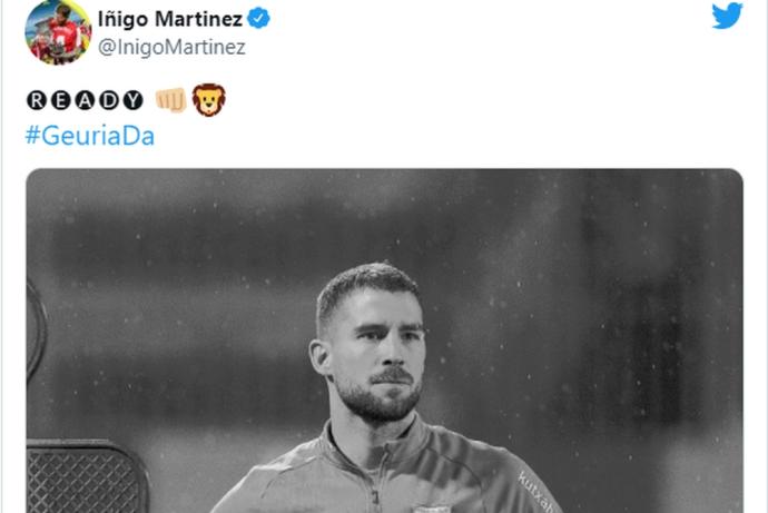 Mensaje de Iñigo Martínez en Twitter.
