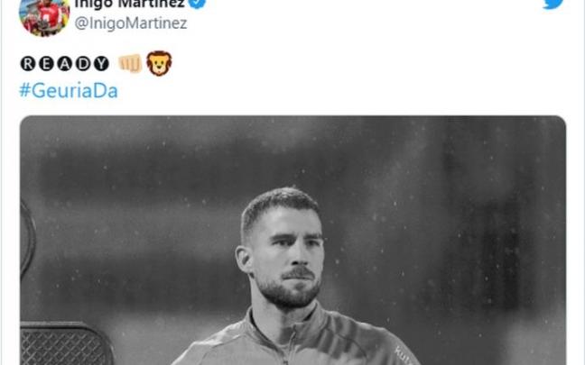 Mensaje de Iñigo Martínez en Twitter. Mensaje de Iñigo Martínez en Twitter.