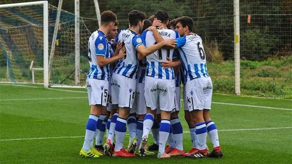 Los jugadores de la Real C celebran un gol en un partido anterior.