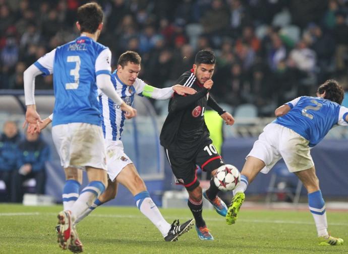 Un lance del Real Sociedad-Leverkusen de 2013, último partido de la Real en la Champions.