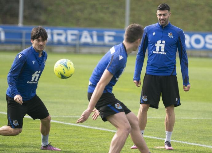 Un lance del entrenamiento del pasado miércoles en Zubieta.