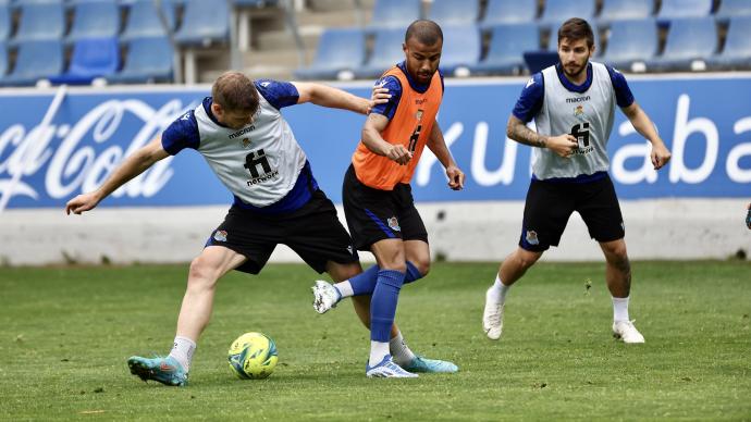 Un lance del entrenamiento de este viernes en Zubieta.