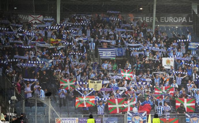 La afición de la Real Sociedad, en su desplazamiento a Graz, el pasado octubre.